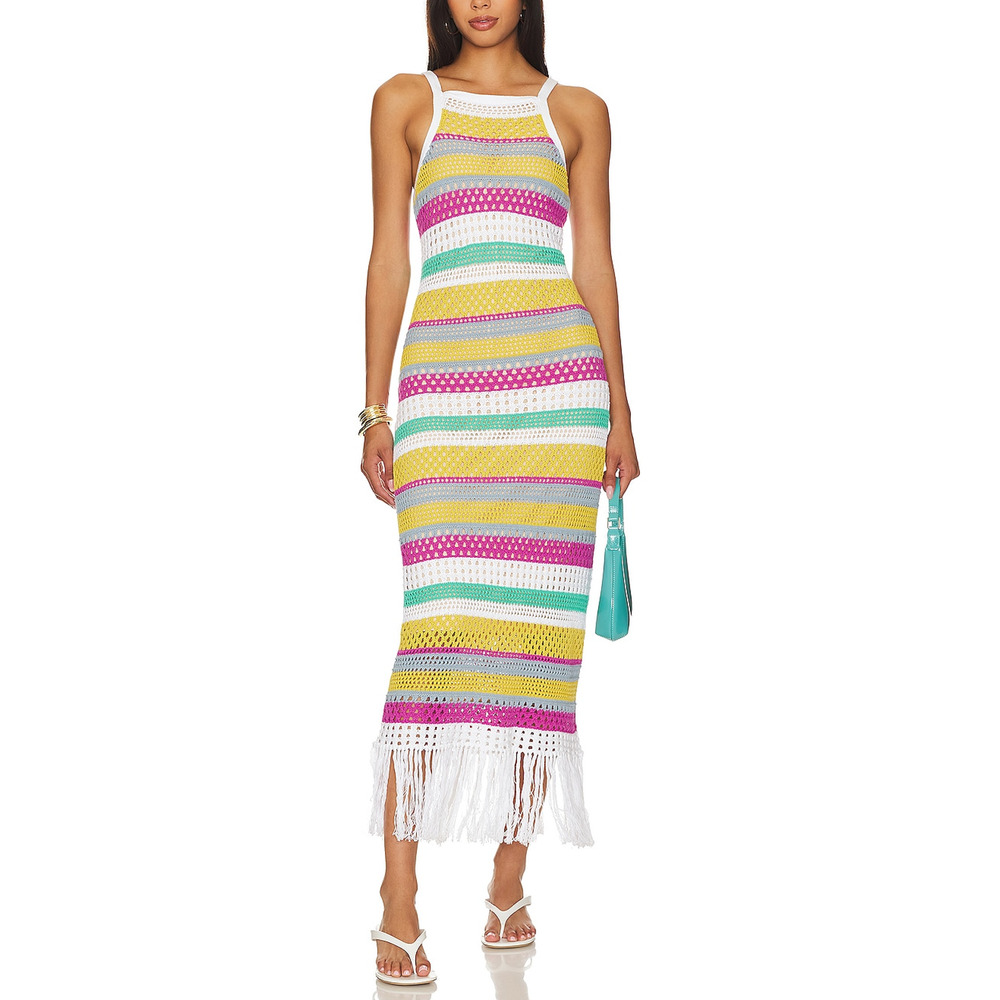525 'Lucia' Yellow Crochet Dress Size S
